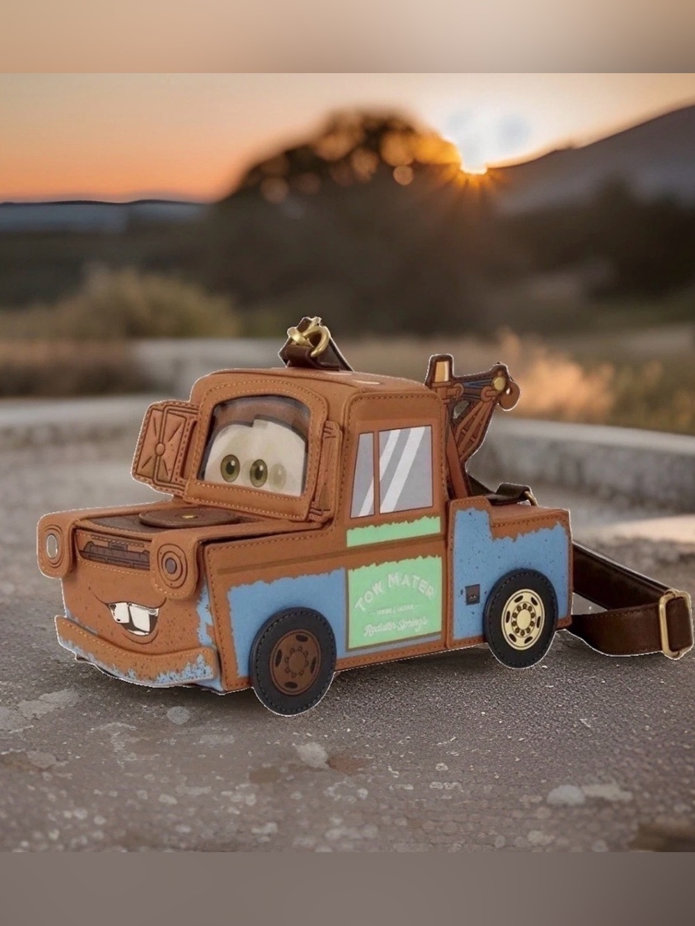 NEW w Tag CARS 20th Anniversary Loungefly Disney Pixar MATER Crossbody Tow Truck